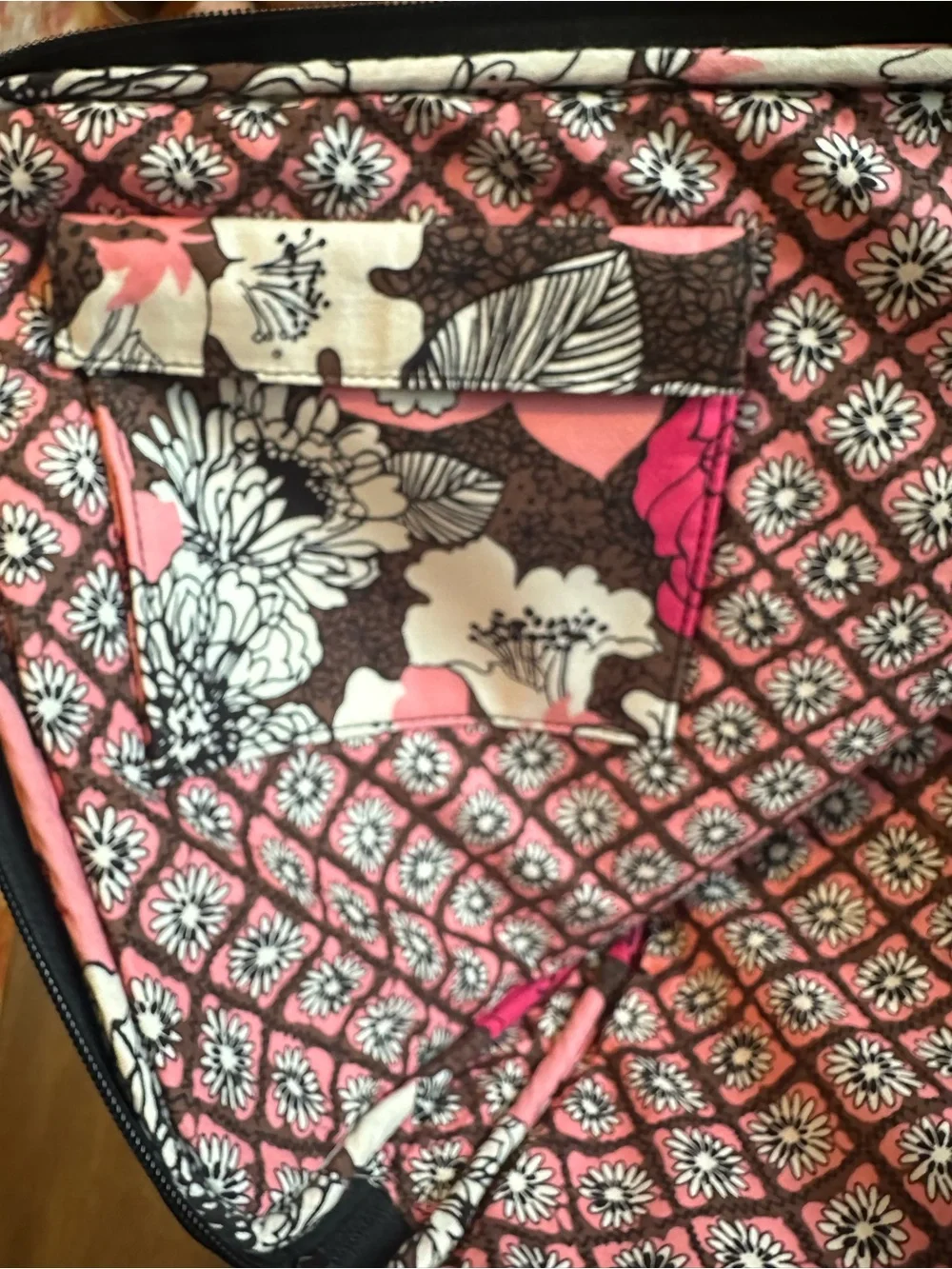 💖 Vera Bradley Floral Quilted Laptop Sleeve Case Pink Brown White